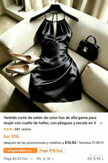 Vestido Negro Satén Elegante