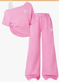 Conjuntos Rosa Elegante Blusa Hombro Decubierto mas pantalón a.