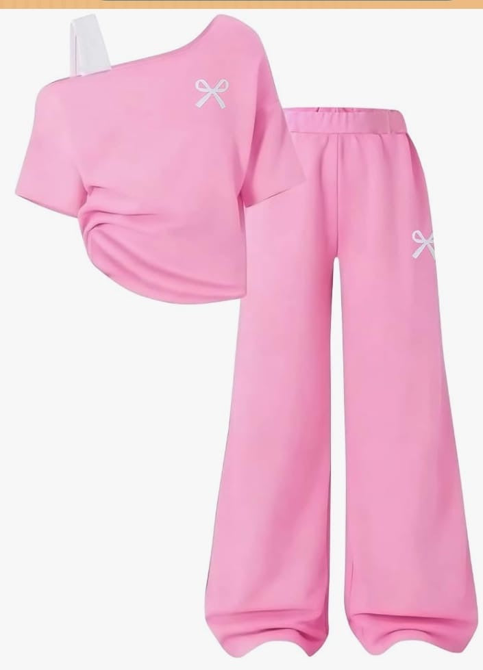 Conjuntos Rosa Elegante Blusa Hombro Decubierto mas pantalón a.
