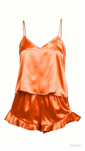 Pijama corto de satén para mujer _ suave,  fresca y elegante