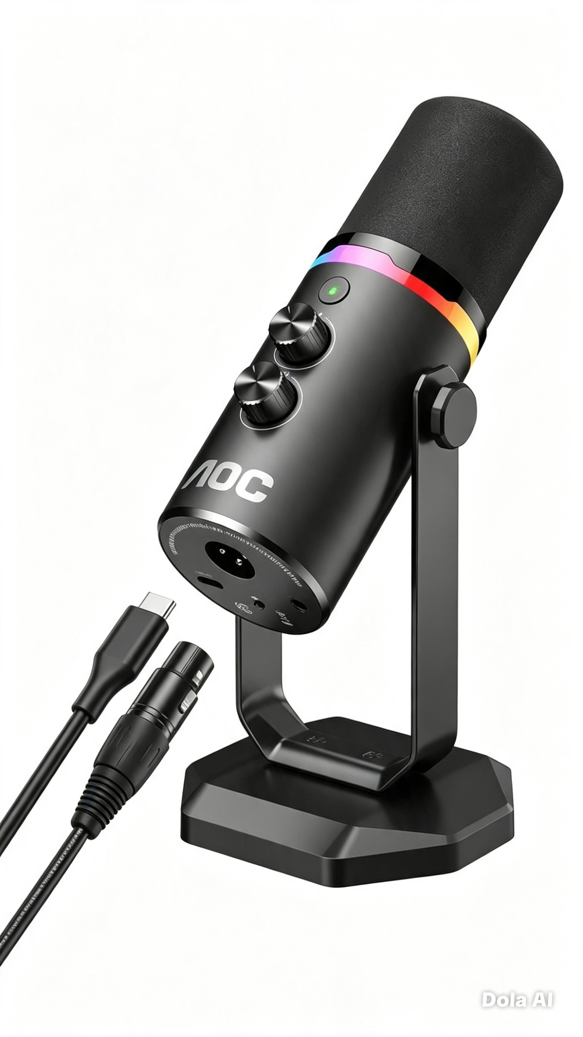 Microfono profecional A0C con luces RGB y XLR, ideal para streaming juegos y grabación