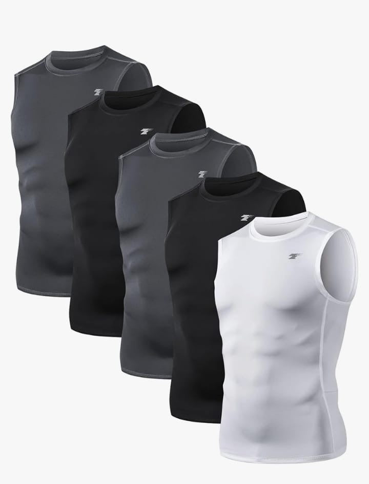 Parck de camisetas depotivas sin mangas _ tela elástica, transpirable de secado rápido