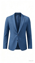 Blazer azul denim para hombre _ Ligero transpirable, lavable a máquina, ideal para diario o negocios