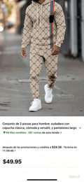 Conjunto de dos pieza para hombre  sudadora con capucha clásica,