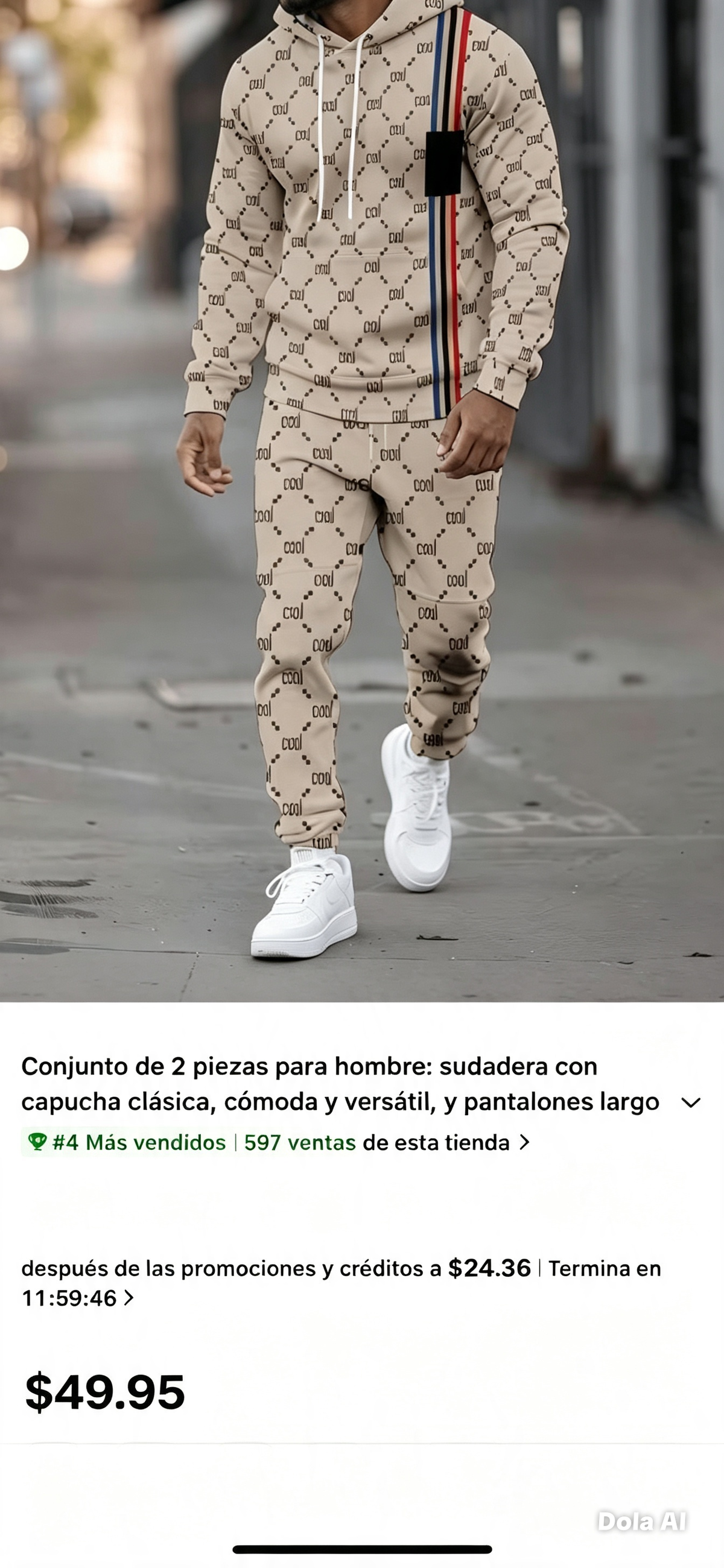Conjunto de dos pieza para hombre  sudadora con capucha clásica,