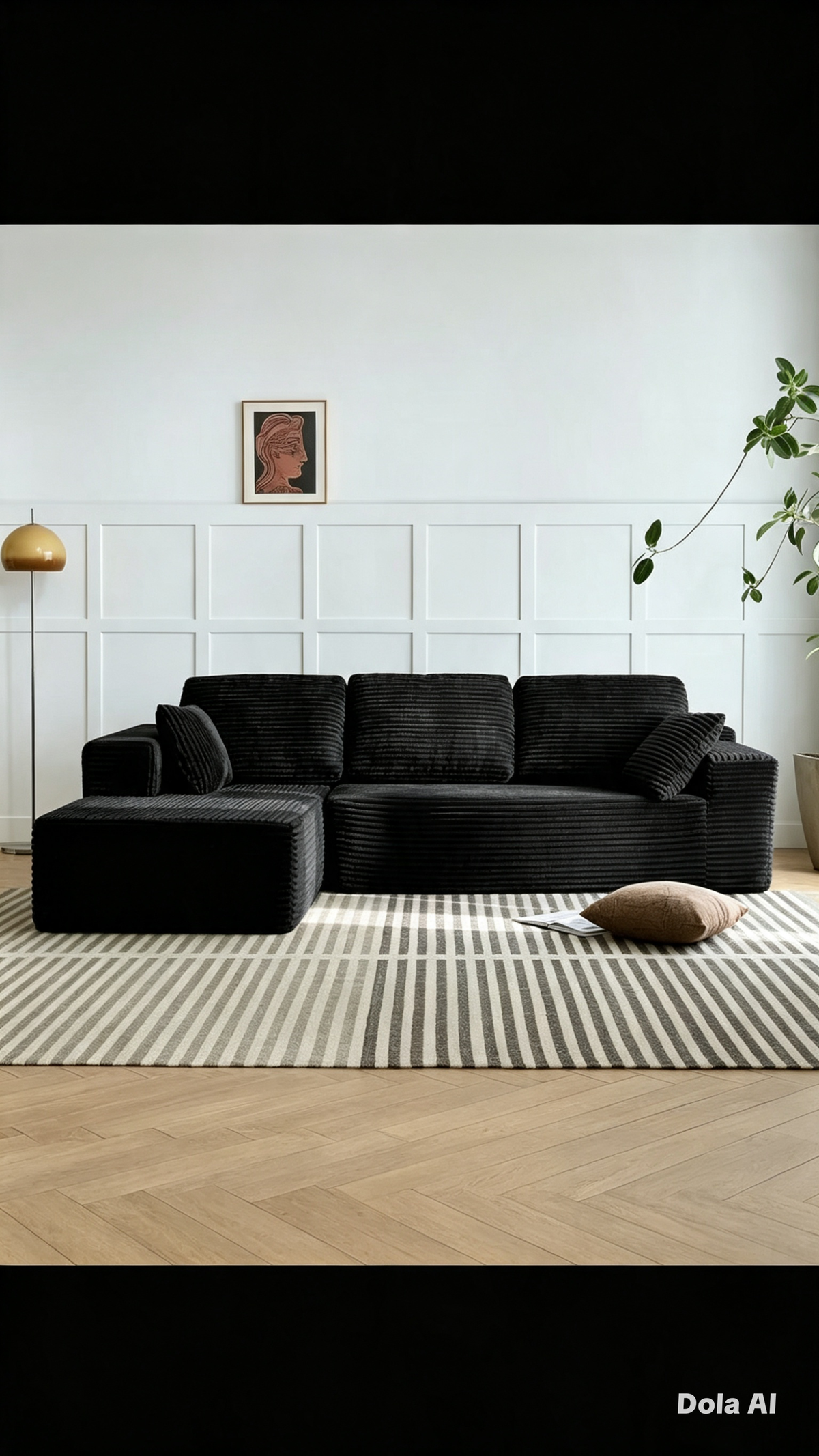 Sofa Esquinero Chenille negro