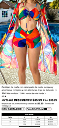 Cardigan de malla con estampado de moda europea