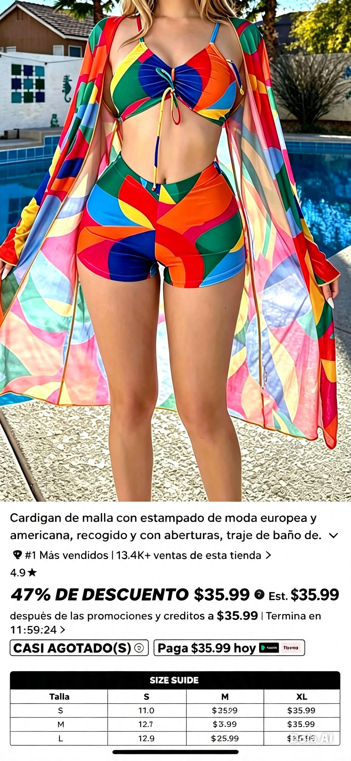 Cardigan de malla con estampado de moda europea