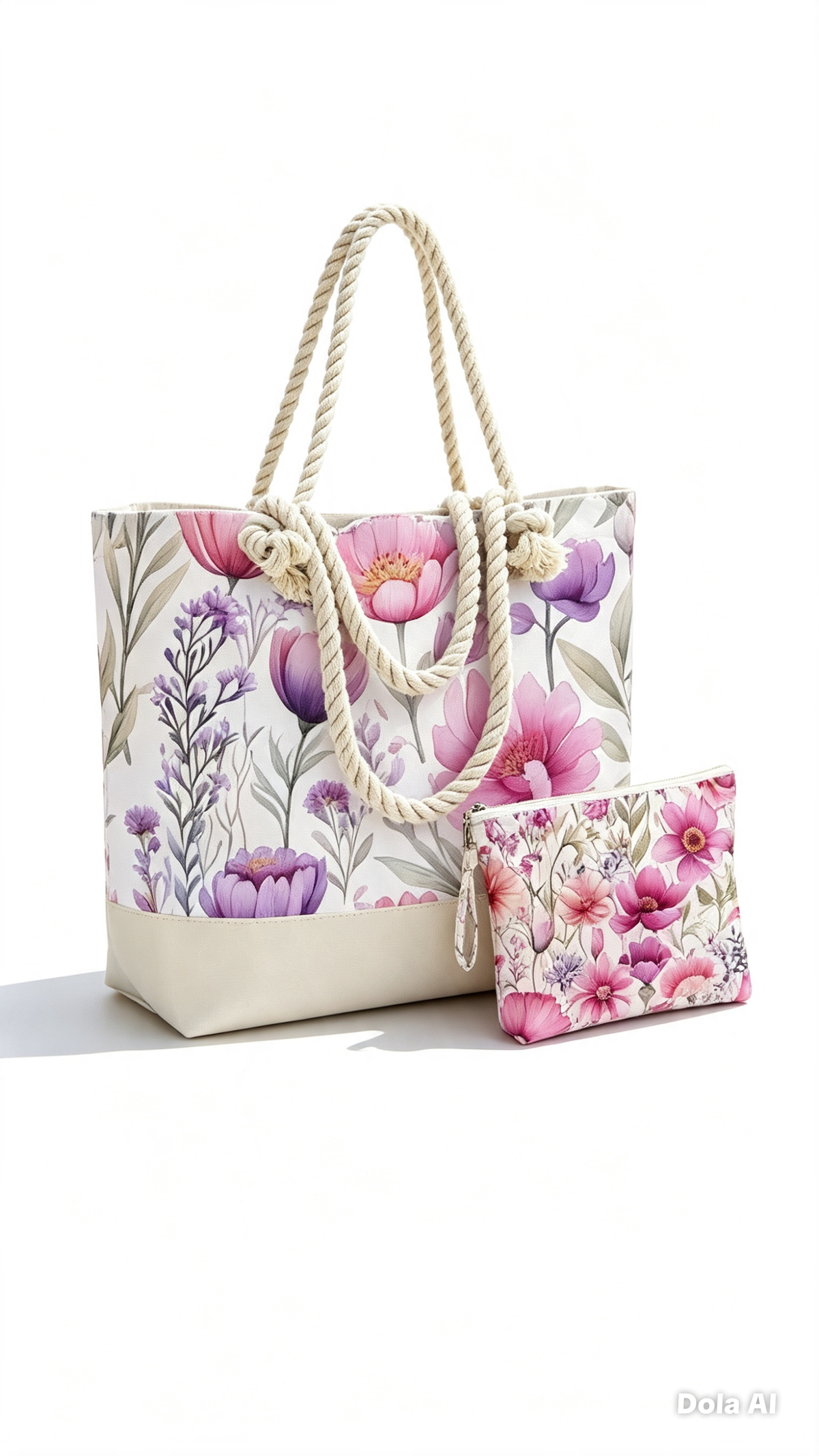 set de bolso playero estuche Diseño floral, resistente y amplio, ideal para playa o paseos