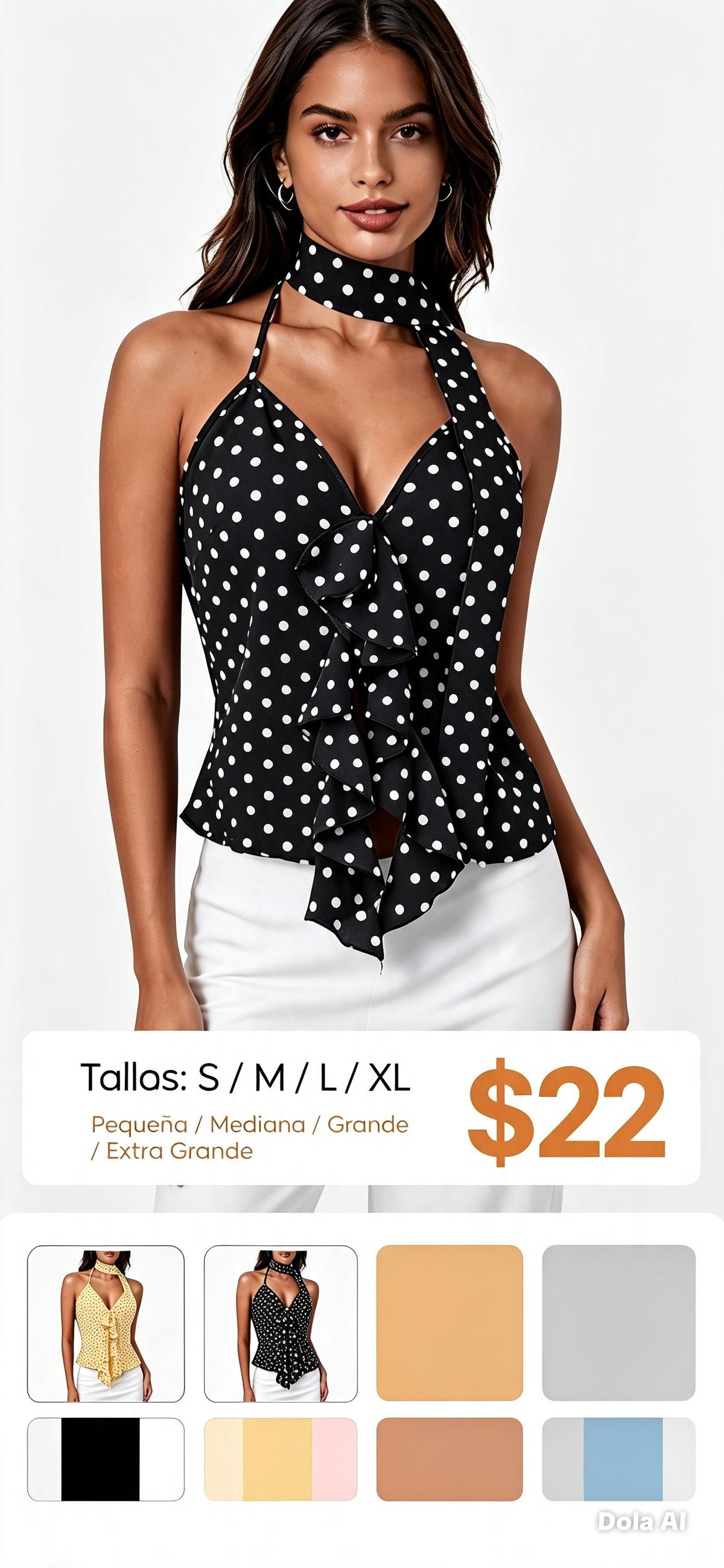 Blusa Halter Lunares con lazos