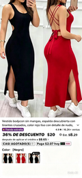 Vestido bodycon sin mangas, espalda descubierta con tirantes cruzados,