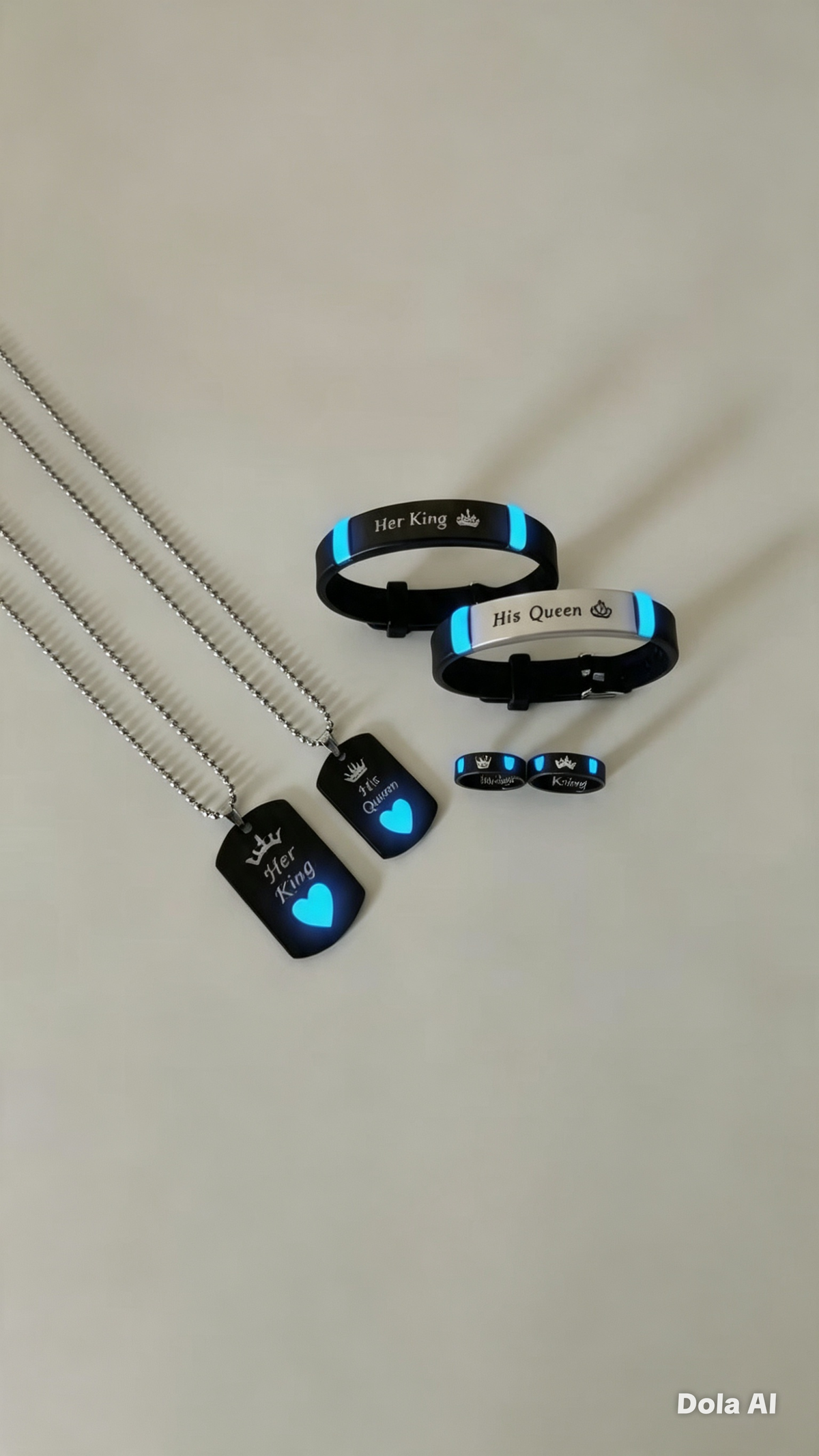 Set de joyas para pareja, Brilla en la Oscuridad, Purseras, Anillos Collares