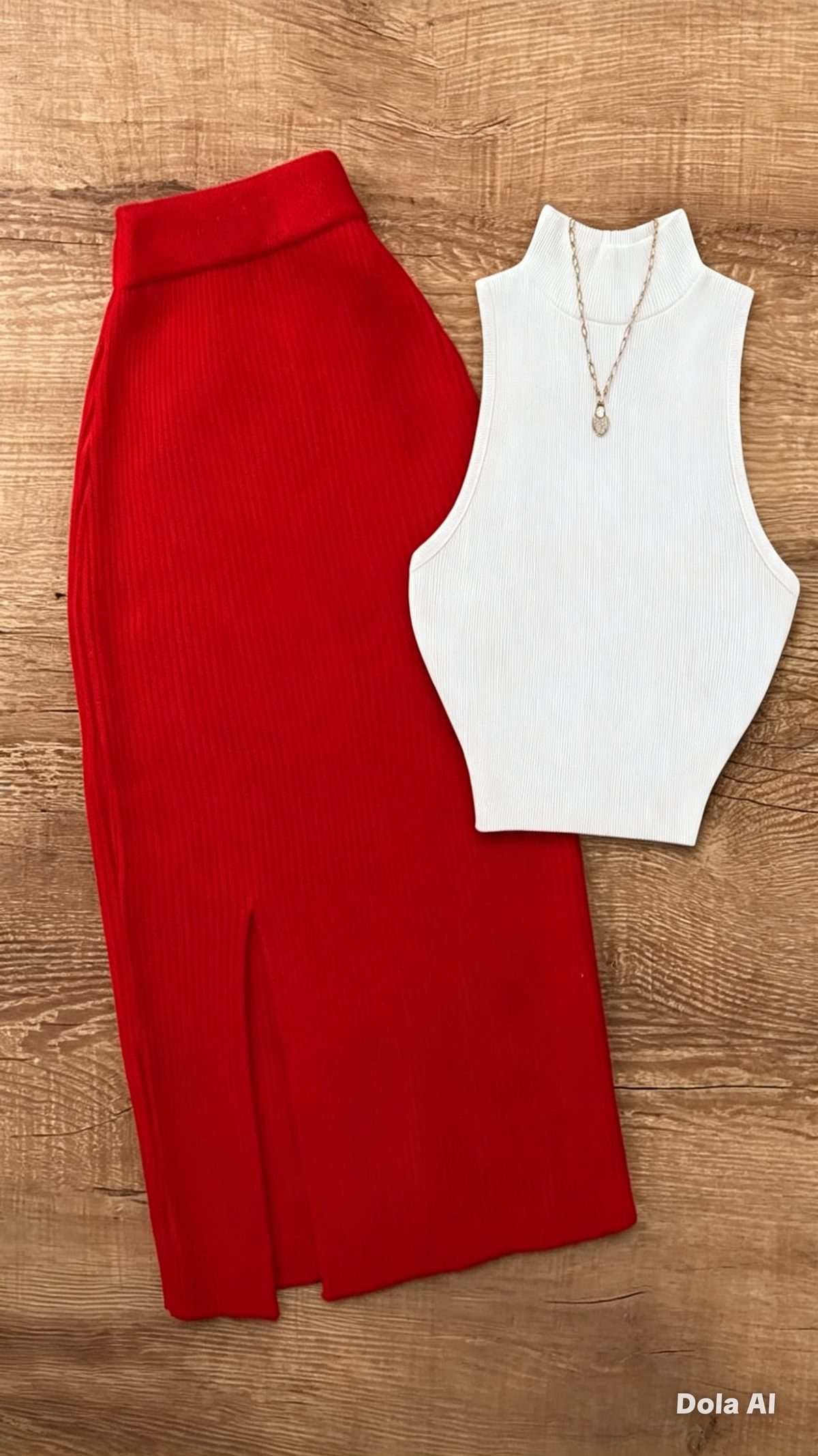 conjunto Elegante de Dos piezas _Blusa sin Mangas mas  Falda larga  con Abertura